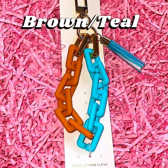 🆕💜🩷LAVENDER/PINK RECTANGLE 2 TONE Rubber Coated Keychain - Picture 6 of 9